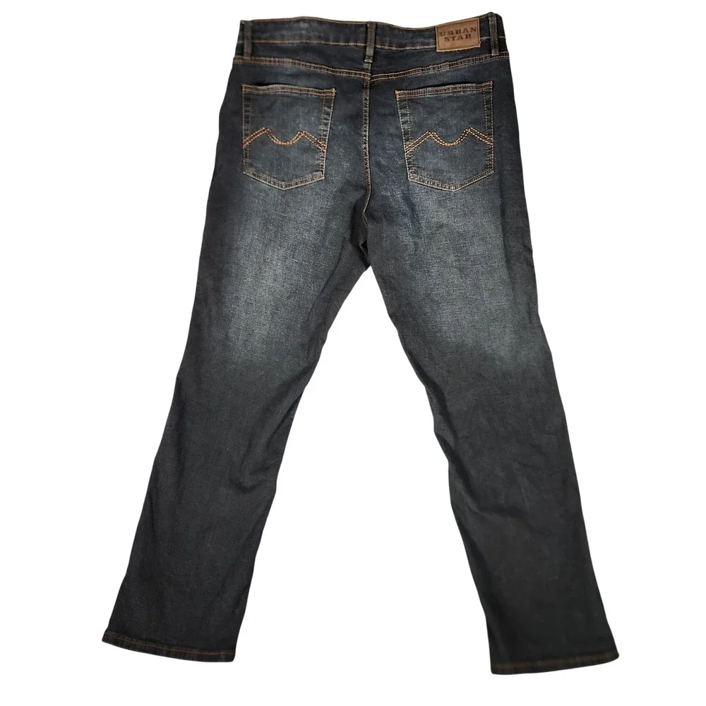 Urban Star Jeans Mens 36x32‎ Dark Wash Excellent Straight Leg Stretch Denim